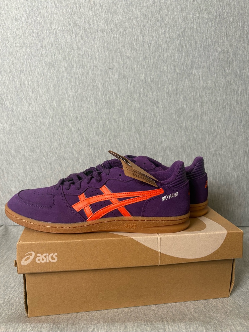 ASICS Purple Skyhand Sneakers with Orange Stripes